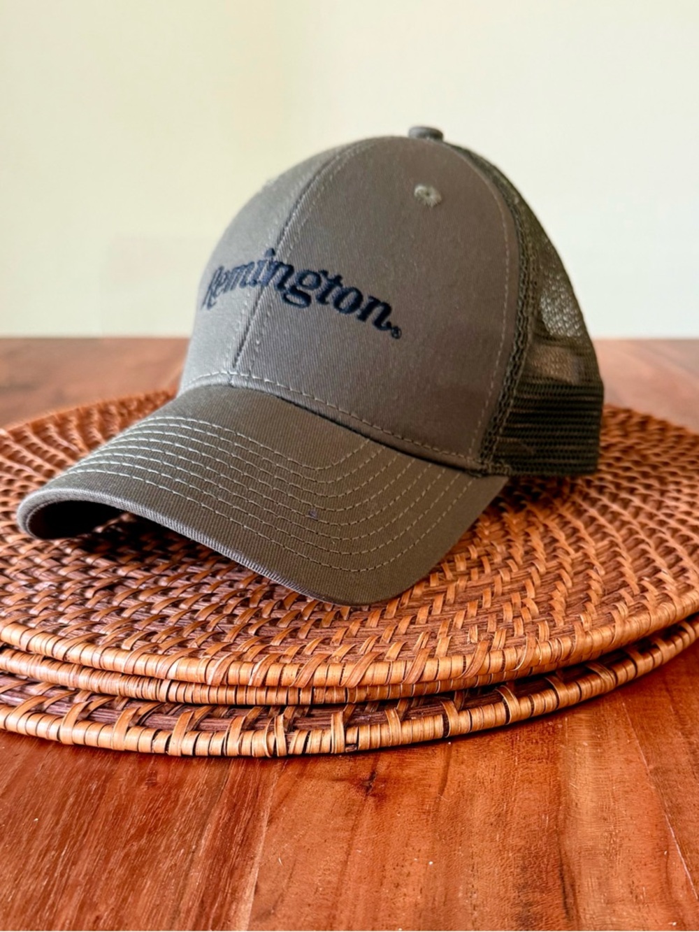 Remington Olive Green Mesh Trucker Snapback Hat Embroidered Logo Outdoor OSFA